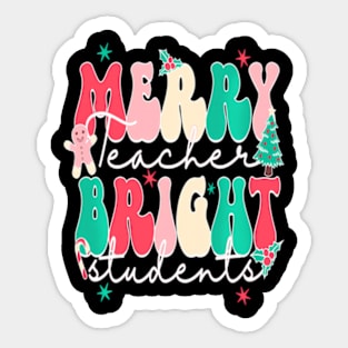 Groovy Merry Teacher Bright Student Christmas Teaching Sticker